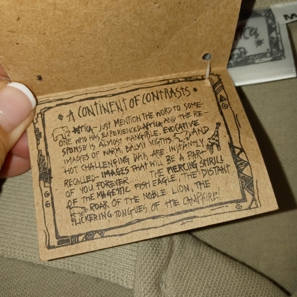 Its Africa Men's Khaki Polo Embroidered Elephant On Front Textured Collar M - Picture 8 of 9